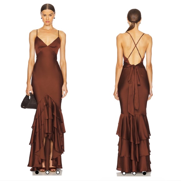 NEW Lovers and Friends Cleo Gown in Chocolate Brown - Picture 1 of 6